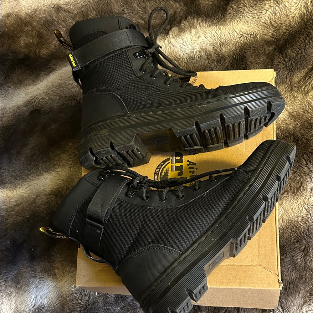 Dr. Martens Black High-Top Lace-Up Ankle Boots with Strap - Picture 7 of 15